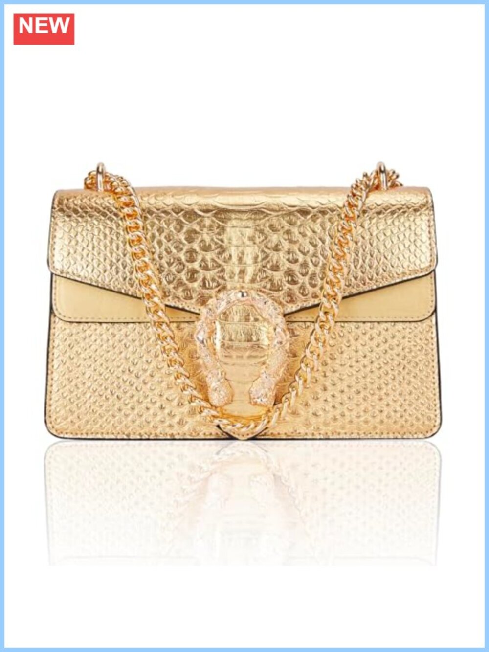 Snake Print Crossbody Satchel Purse Vegan PU Leather Chain Bag